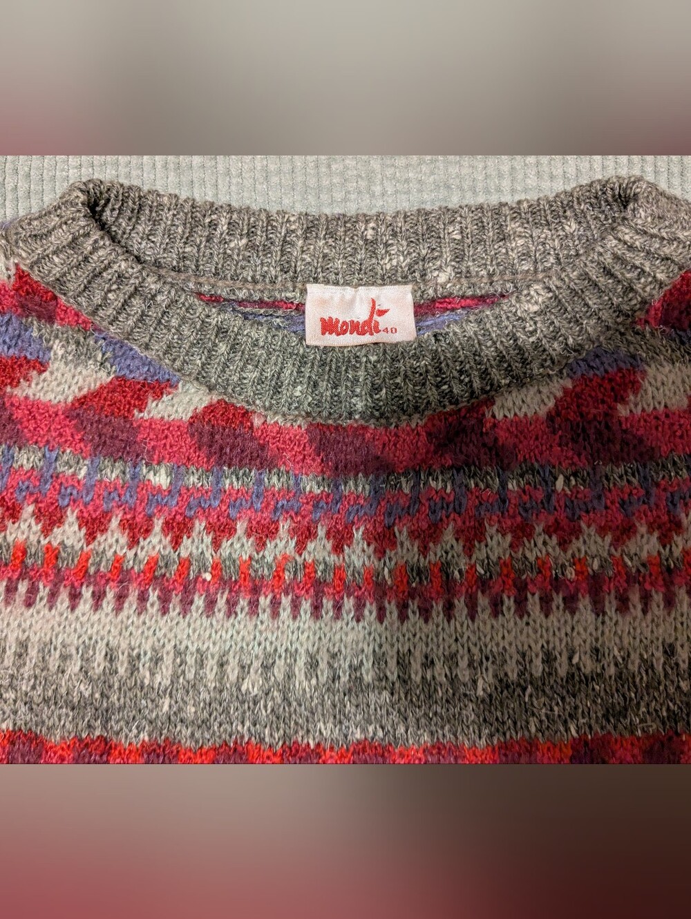 Vintage Mondi German geometric Wool Mohair knit sweater Medium - Picture 2 of 8